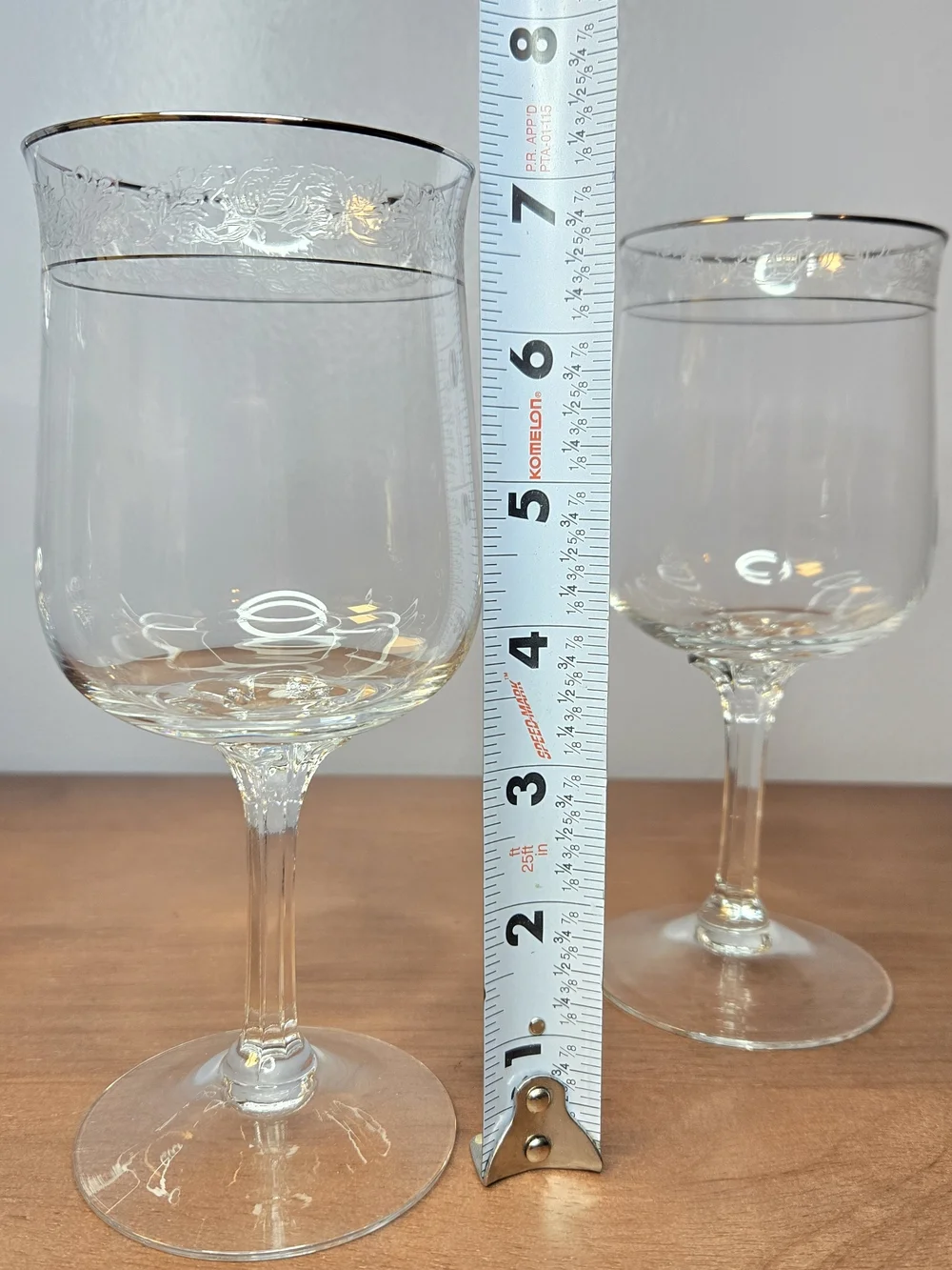 Vintage Lenox Moonspun Etched Platinum Rim Crystal Set Of 4 Wine Glasses 7